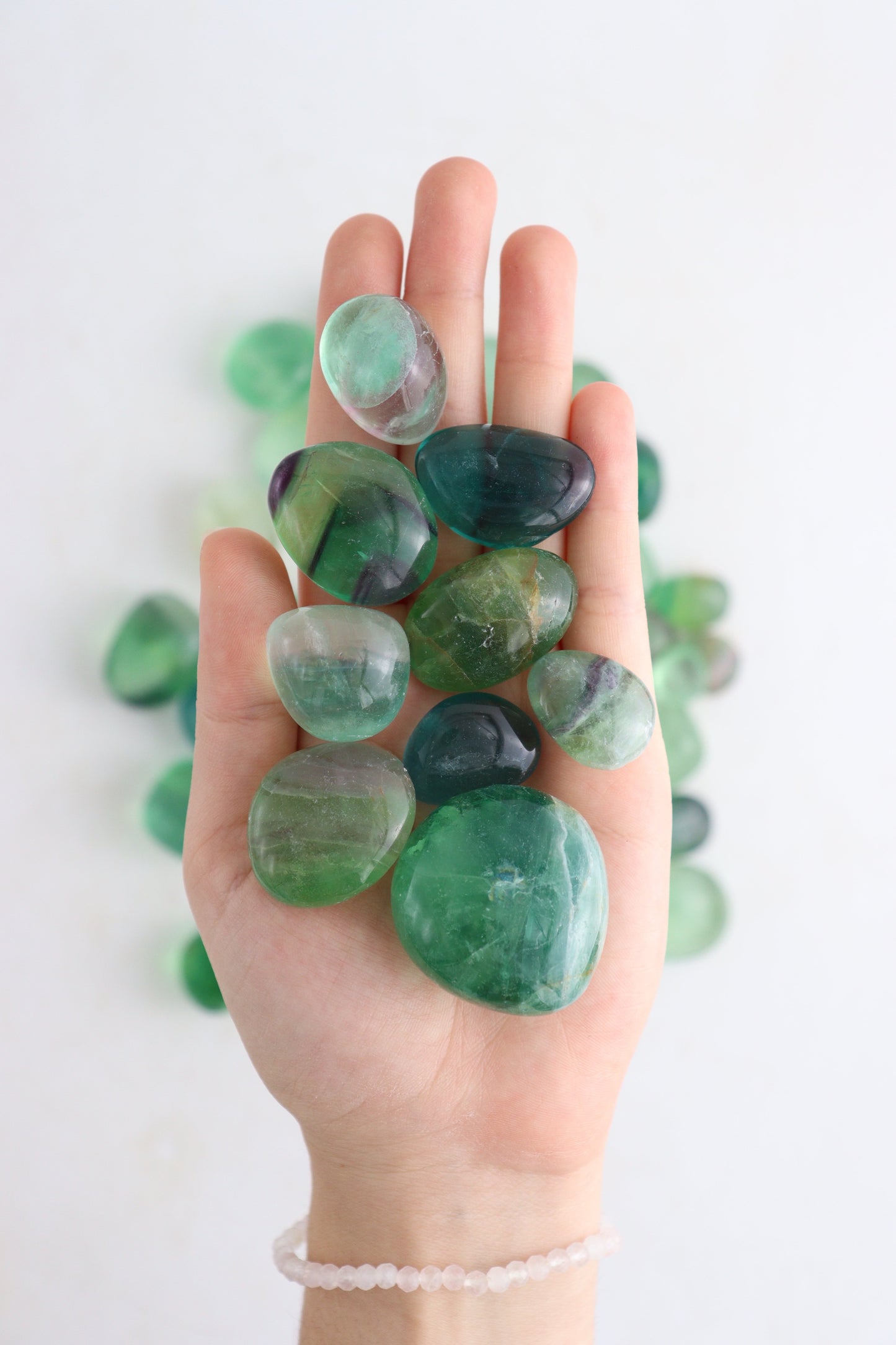 1 Kg Green Rainbow Fluorite Tumbles