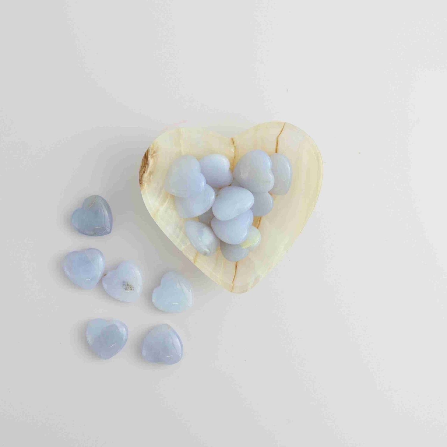 225g Blue Chalcedony Puffy Hearts - Expert Supplier of Wholesale Crystals & Bulk Gemstones