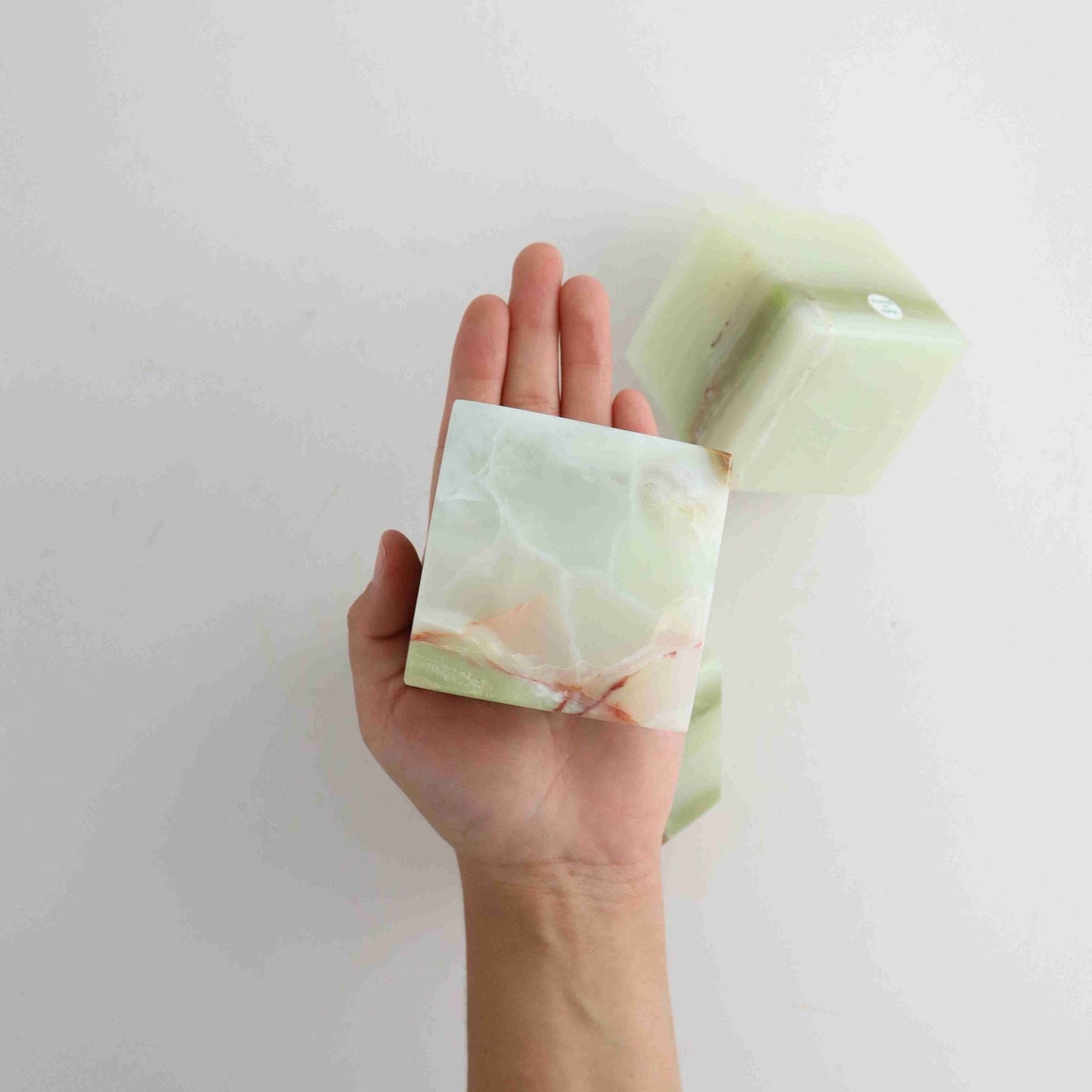 2.75in Green Onyx Floating Cube - Expert Wholesale and Supplier of Wholesale Crystals & Bulk Gemstones, ["Cubes","Mexico","Onyx"]