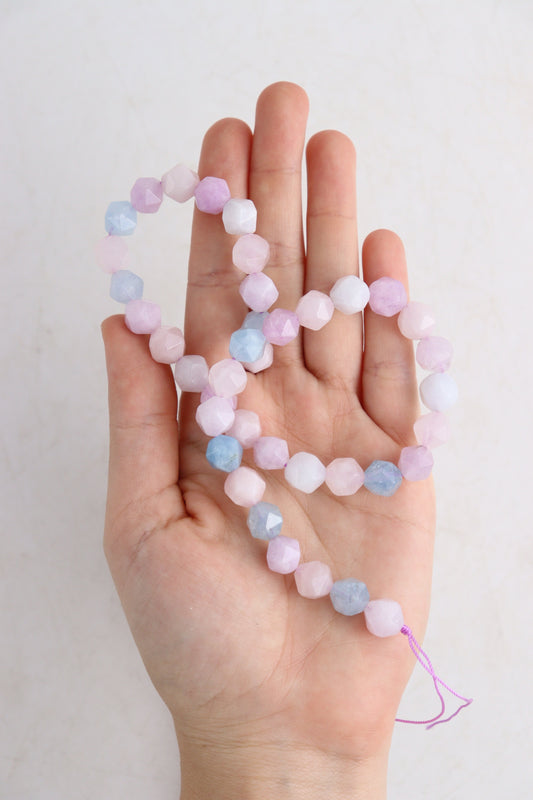 Amethyst+Aquamarine+Rose Quartz 10mm Faceted Beads