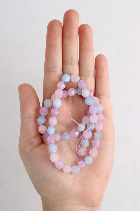 Amethyst+Aquamarine+Rose Quartz 8 mm Faceted Beads