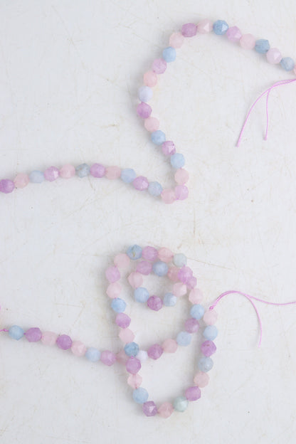 Amethyst+Aquamarine+Rose Quartz 8 mm Faceted Beads