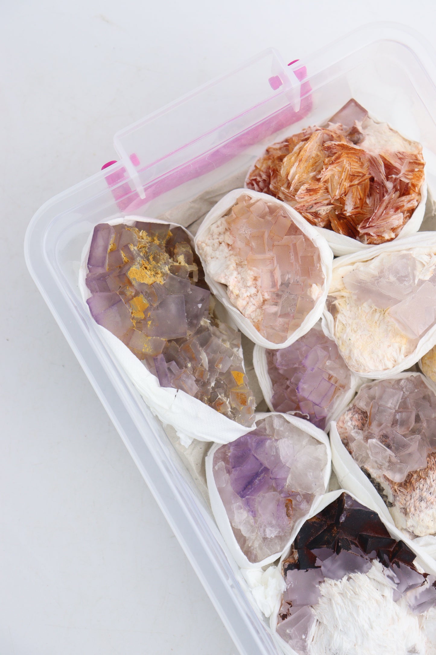 Baryte On Purple Fluorite Flat - Expert Wholesale and Supplier of Wholesale Crystals & Bulk Gemstones, ["Clusters","Flats","Morocco","Rough"]