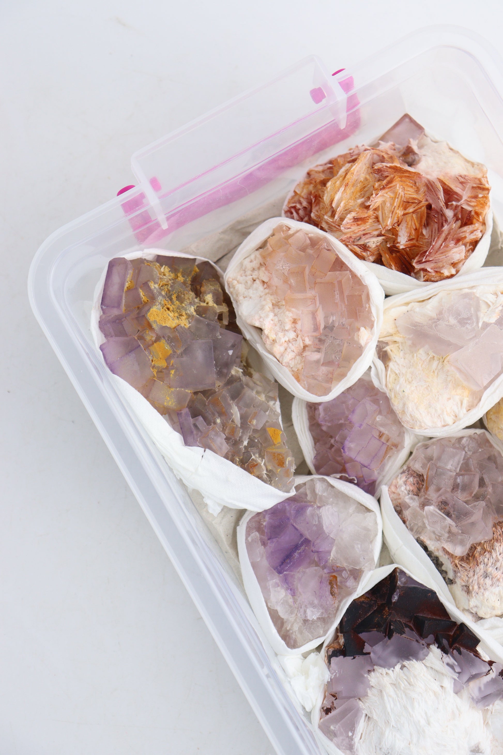 Baryte On Purple Fluorite Flat - Expert Wholesale and Supplier of Wholesale Crystals & Bulk Gemstones, ["Clusters","Flats","Morocco","Rough"]