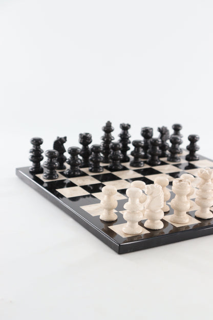 Marble Black and White Chess Set (Large)