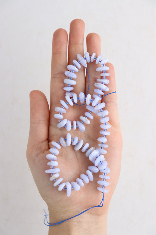 Blue Lace Agate Irregular Beads With Clear Spacers