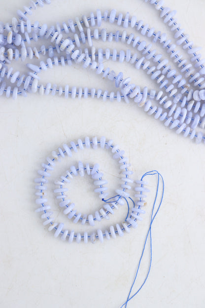 Blue Lace Agate Irregular Beads With Clear Spacers