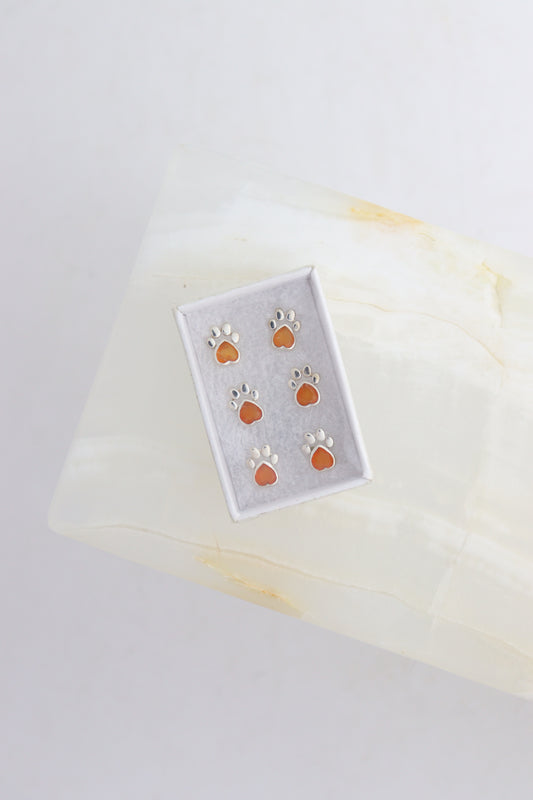 "Paw" Carnelian Earring Studs - Mi Esperanza Minerals