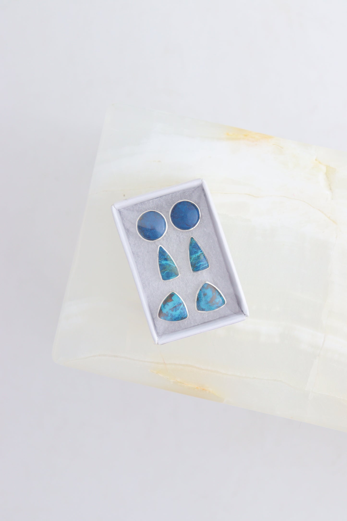 Chrysocolla Earring Studs - Mi Esperanza Minerals