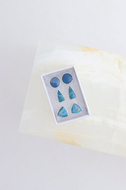 Chrysocolla Earring Studs - Mi Esperanza Minerals