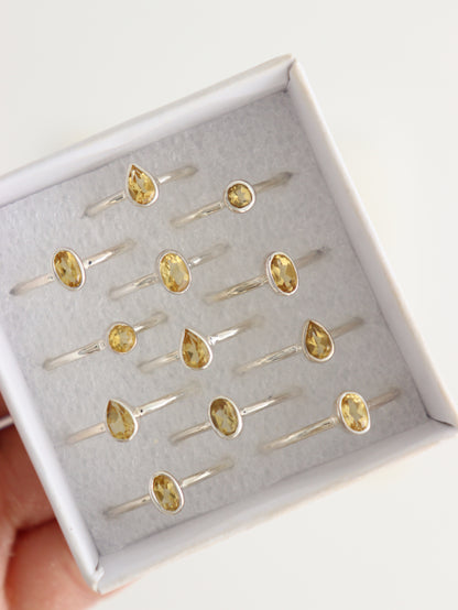 Sterling Silver Citrine Rings Set of 12