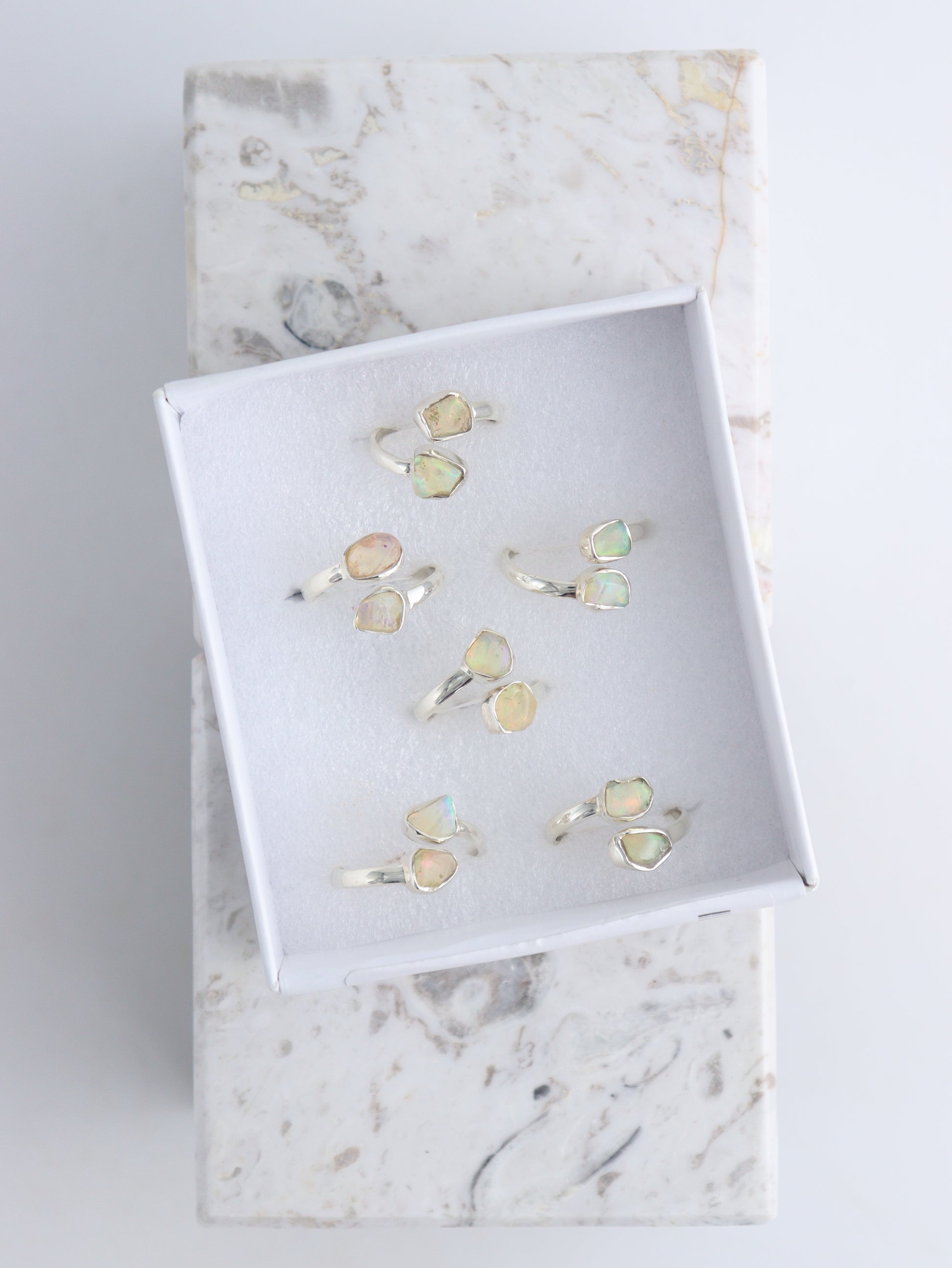 Ethiopian Opal Adjustable Rings Box of 6 - Expert Wholesale and Supplier of Wholesale Crystals & Bulk Gemstones, ["ethiopian opal","Jewelry","Ring","rings"]