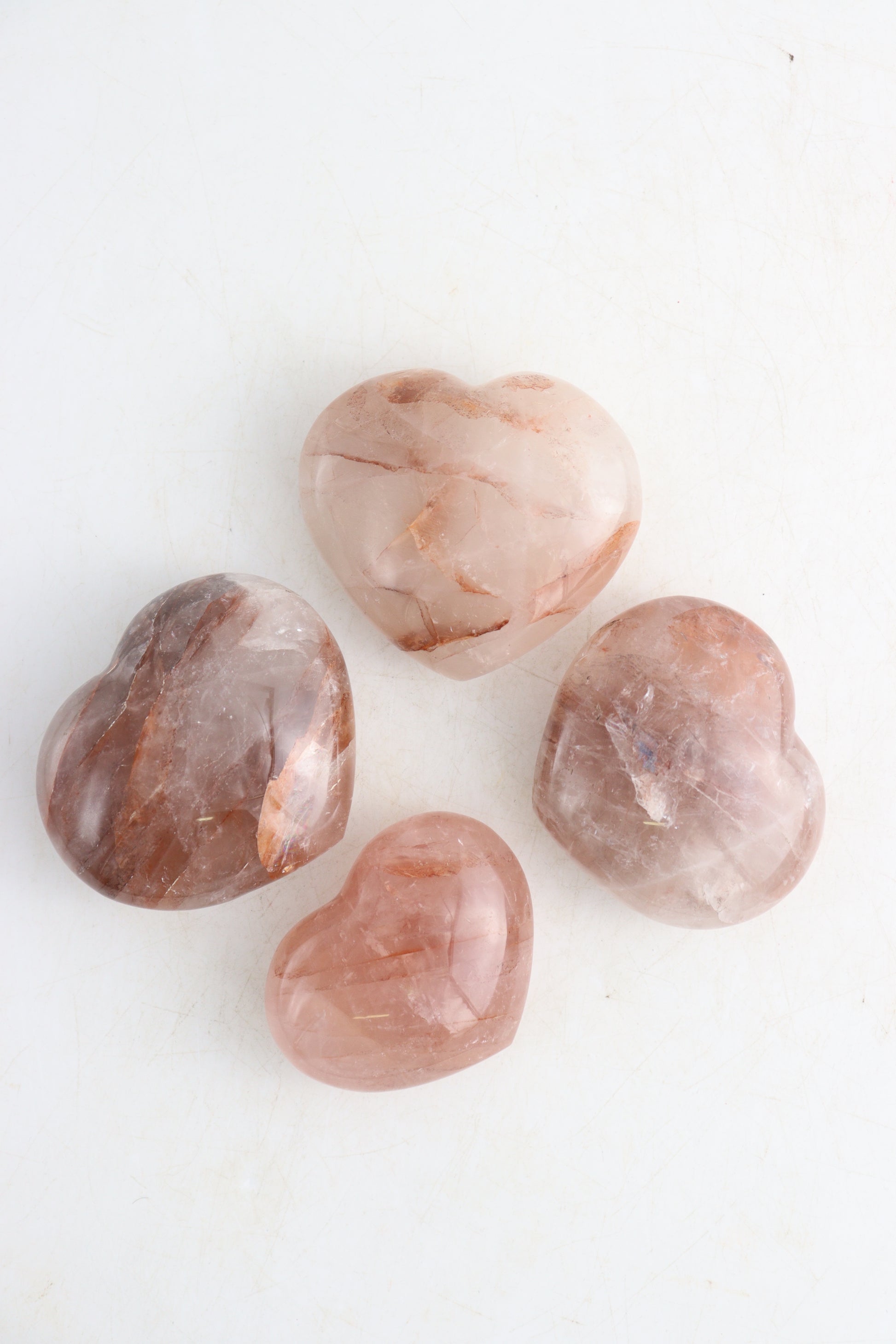 Fire Quartz Hearts Set of 6 - Expert Supplier of Wholesale Crystals & Bulk Gemstones