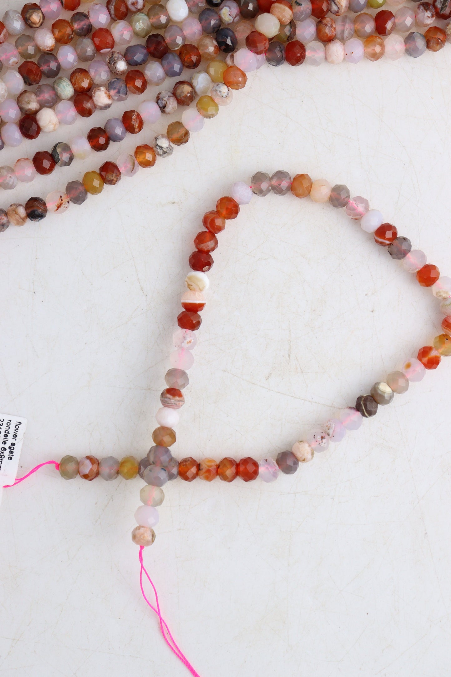 Flower Agate 6x9 mm Faceted Beads