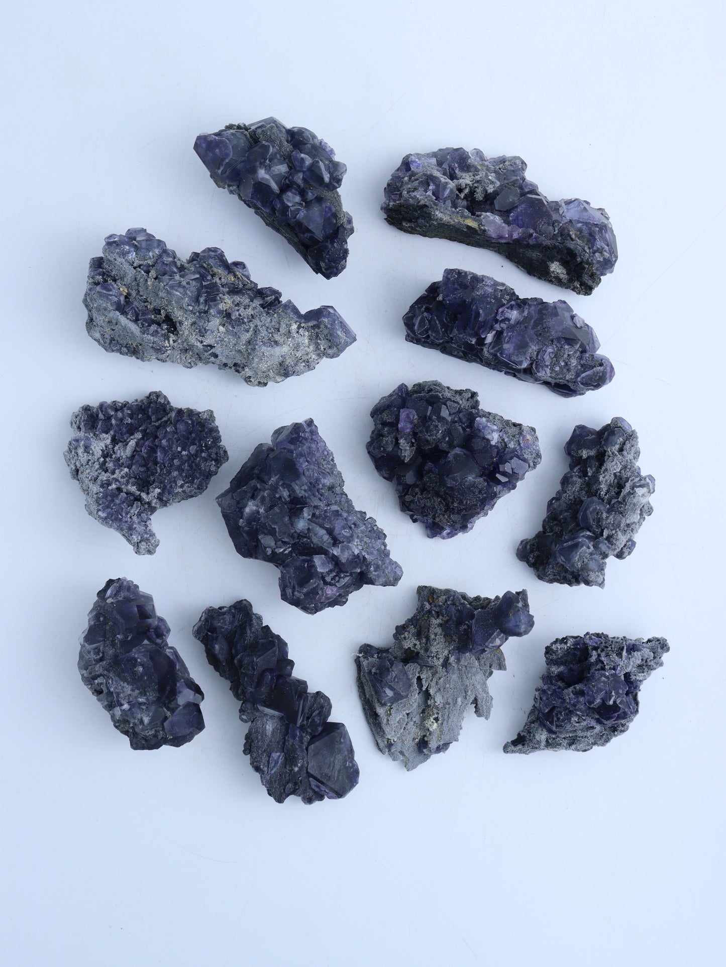 12 Piece Fluorite Flat - Mi Esperanza Minerals