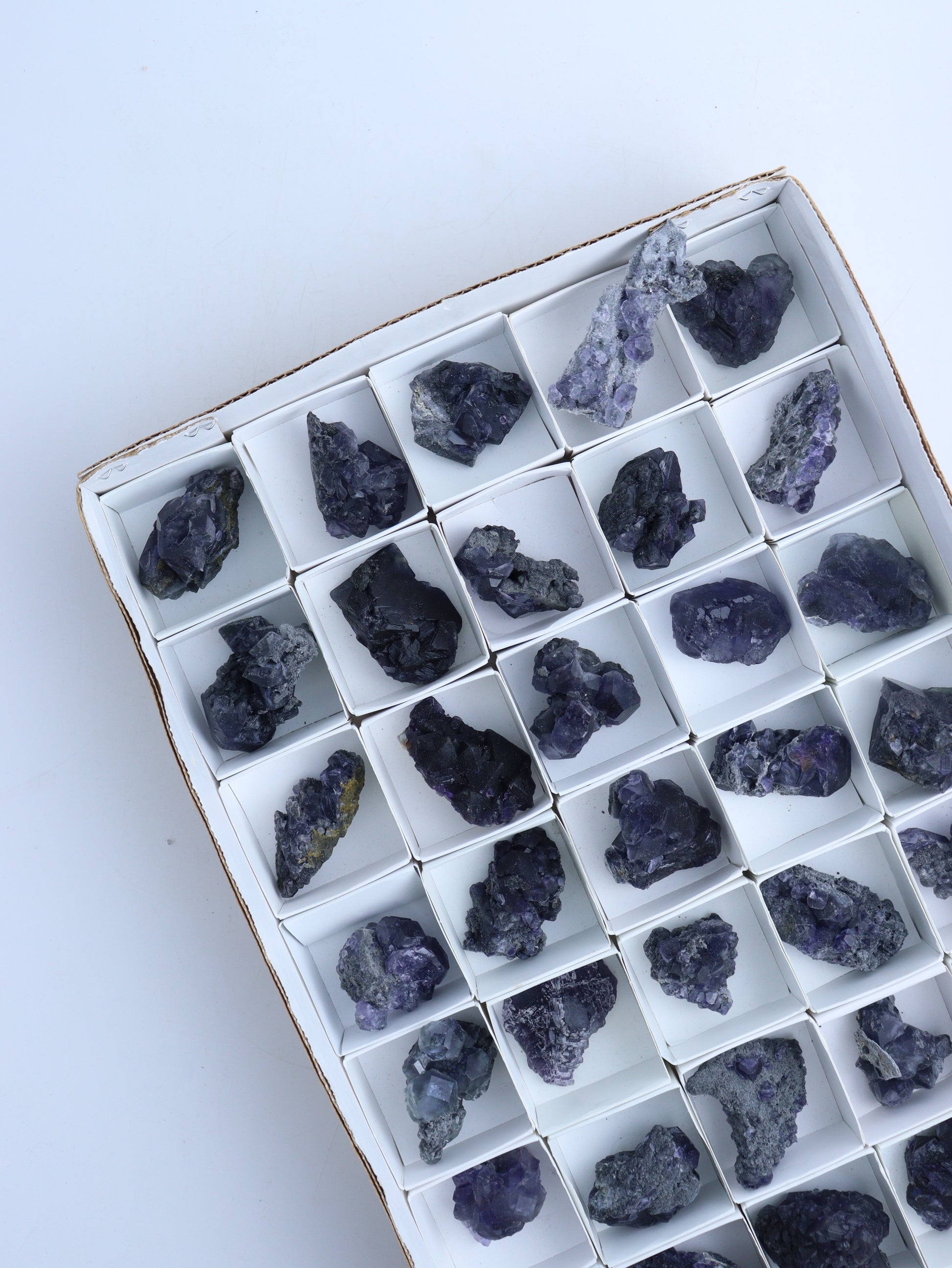 34 Piece Fluorite Flat - Mi Esperanza Minerals