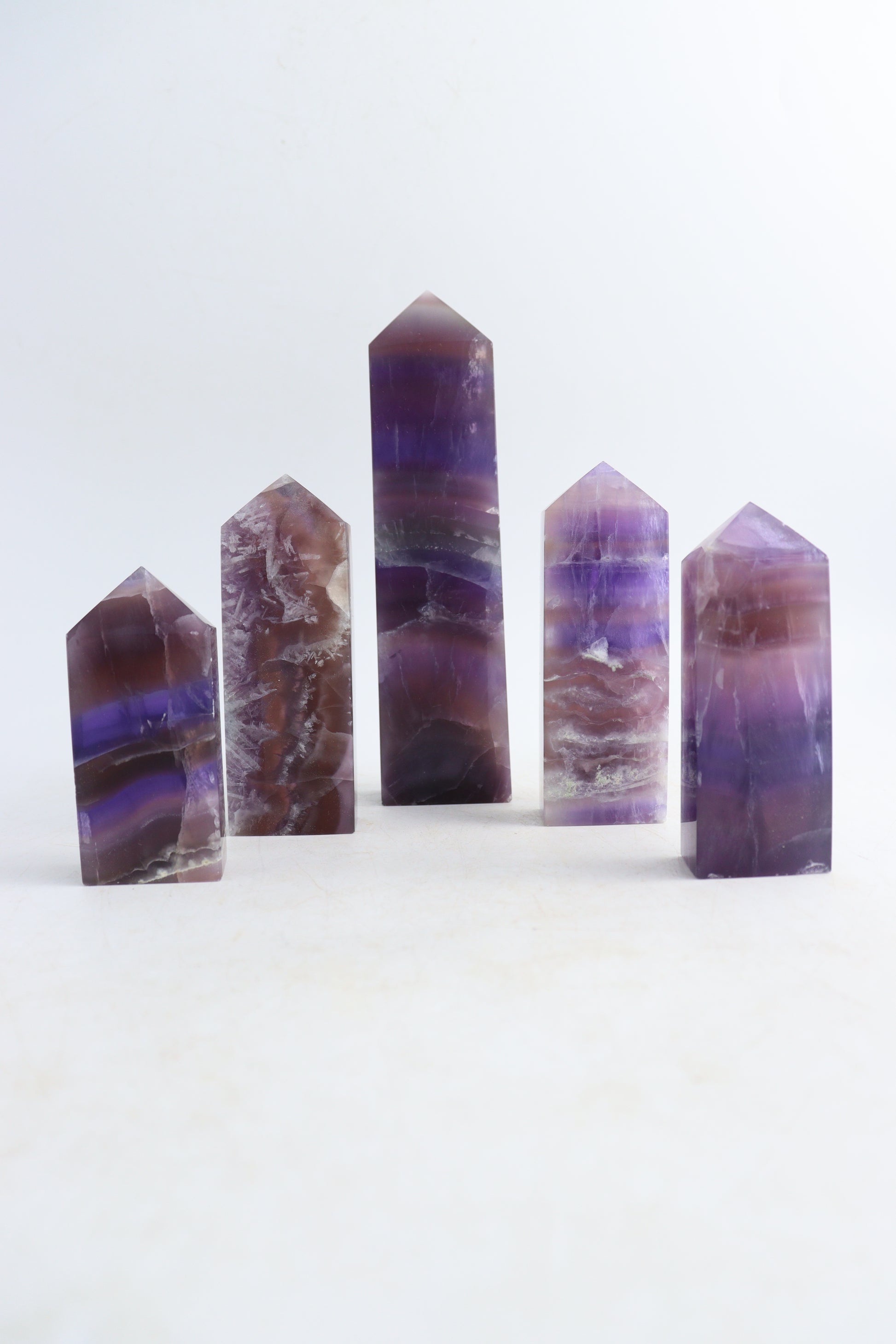 Fluorite Towers Set of 5 - Expert Supplier of Wholesale Crystals & Bulk Gemstones