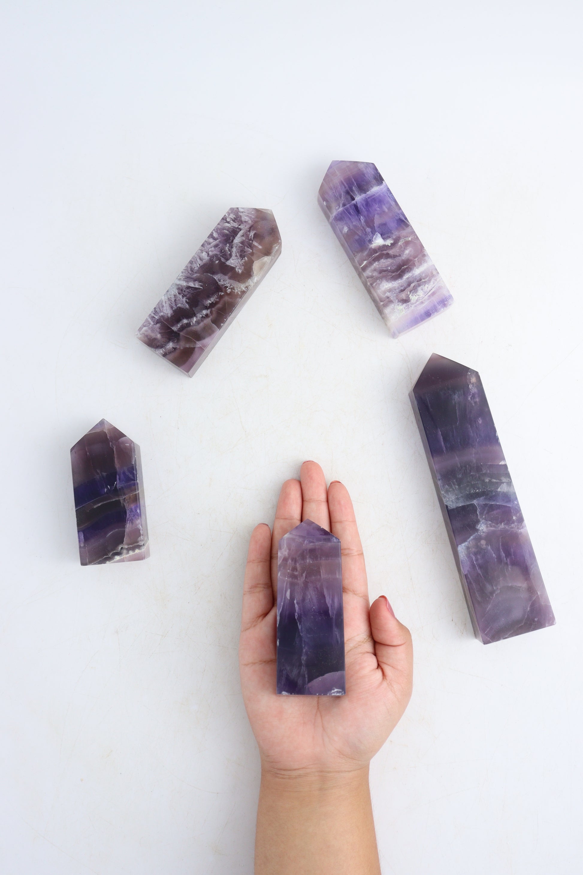 Fluorite Towers Set of 5 - Expert Supplier of Wholesale Crystals & Bulk Gemstones
