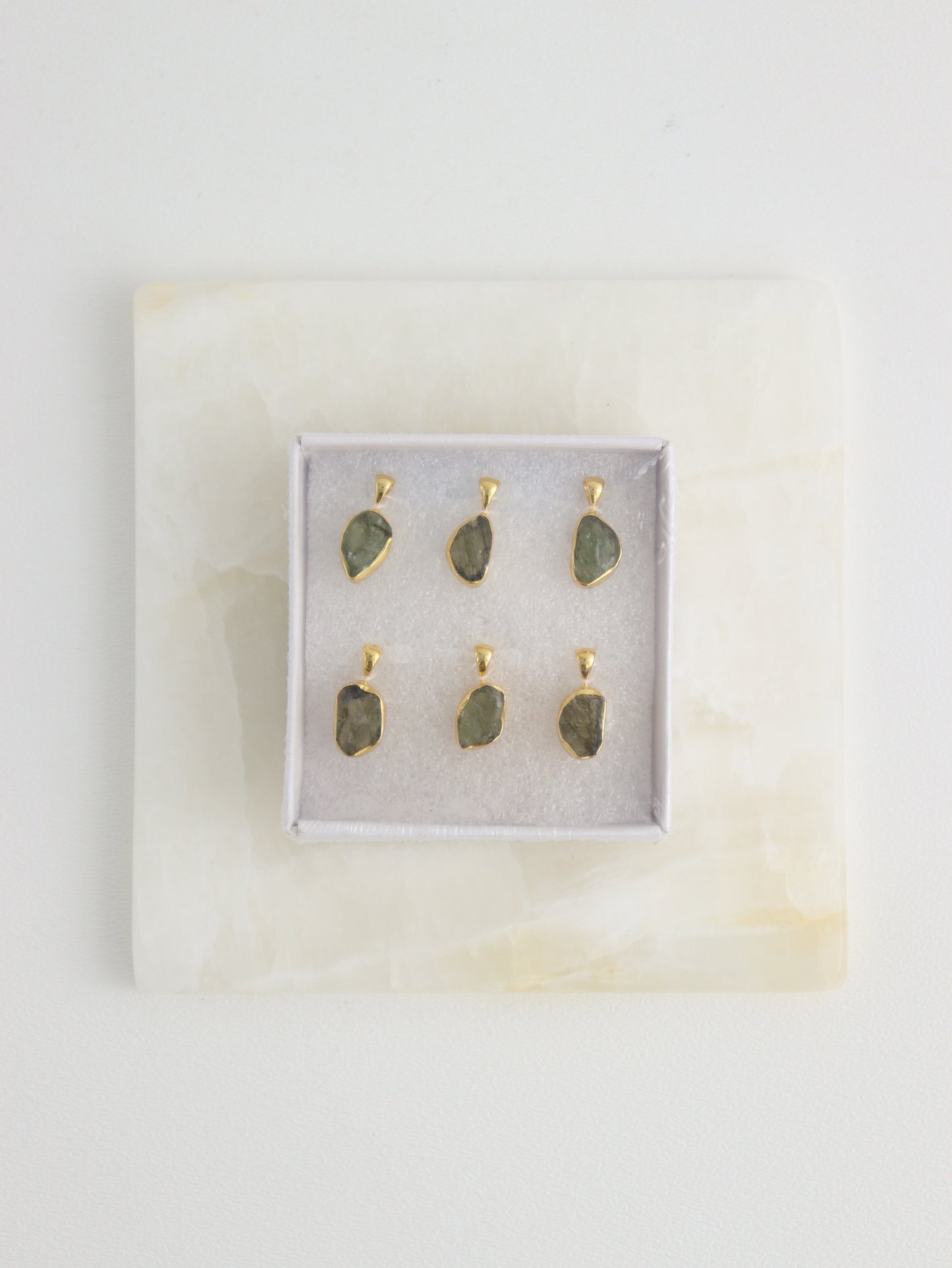 Gold Coated Sterling Silver Moldavite Pendants - Expert Wholesale and Supplier of Wholesale Crystals & Bulk Gemstones, ["pendants"]