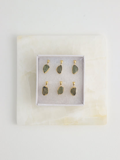 Gold Coated Sterling Silver Moldavite Pendants - Expert Wholesale and Supplier of Wholesale Crystals & Bulk Gemstones, ["pendants"]