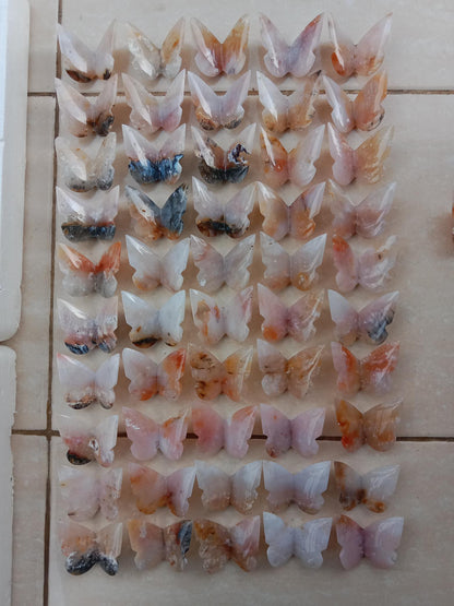 One Pink Plume Agate Butterfly - Expert Wholesale and Supplier of Wholesale Crystals & Bulk Gemstones, ["Agate","Butterflies","Butterfly","Pink Agate","Plume Agate"]