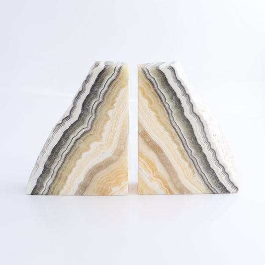 One Pair of Mexican Onyx/Calcite Yellow Zebra Rough Bookend - Expert Wholesale and Supplier of Wholesale Crystals & Bulk Gemstones, ["Bookends","Calcite","Catalog Onyx","Mexico","onyx"]