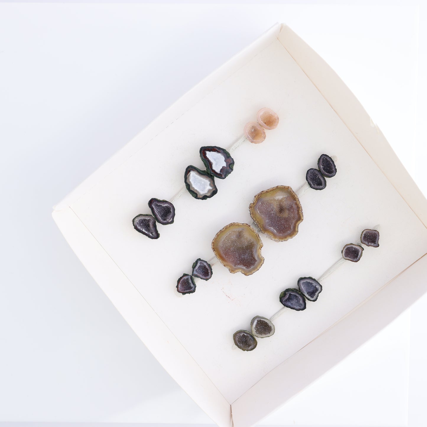 Tabasco Geodes 9 Pairs - Expert Wholesale and Supplier of Wholesale Crystals & Bulk Gemstones, ["Geodes","Tabasco Geode"]