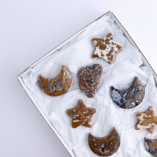 Brecciated Jasper Moons, Stars, and Clouds Set of 9