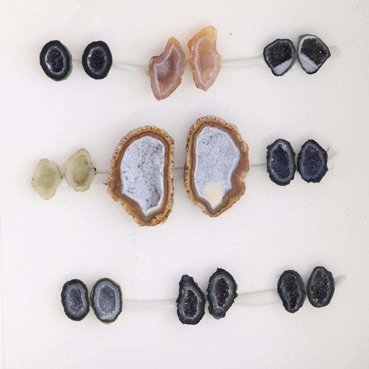 Tabasco Geodes 9 Pairs - Expert Wholesale and Supplier of Wholesale Crystals & Bulk Gemstones, ["Geodes","Tabasco Geode"]