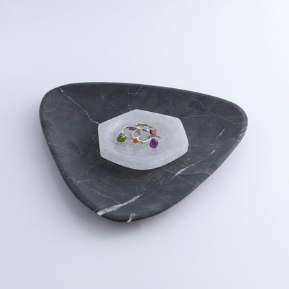 One Selenite (Satin Spar) Hexagon Shallow Bowl 7 cm - Expert Wholesale and Supplier of Wholesale Crystals & Bulk Gemstones, ["Bowls","Hexagon","Morocco","Selenite"]