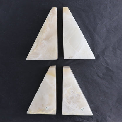 One Pair of Mexican Onyx/Calcite White Polished Bookends