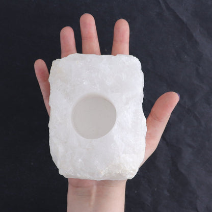 One White Quartz Candle Holder Rough