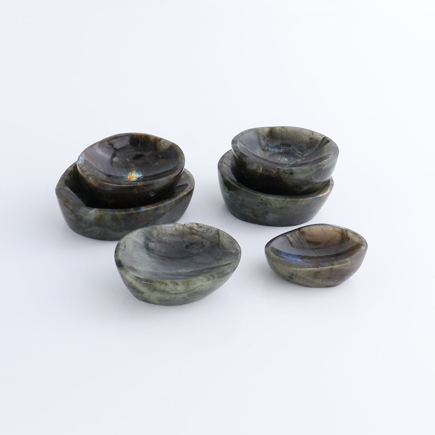 Labradorite Bowls Set of 6 - Expert Wholesale and Supplier of Wholesale Crystals & Bulk Gemstones, ["Bowls","Labradorite","Madagascar"]