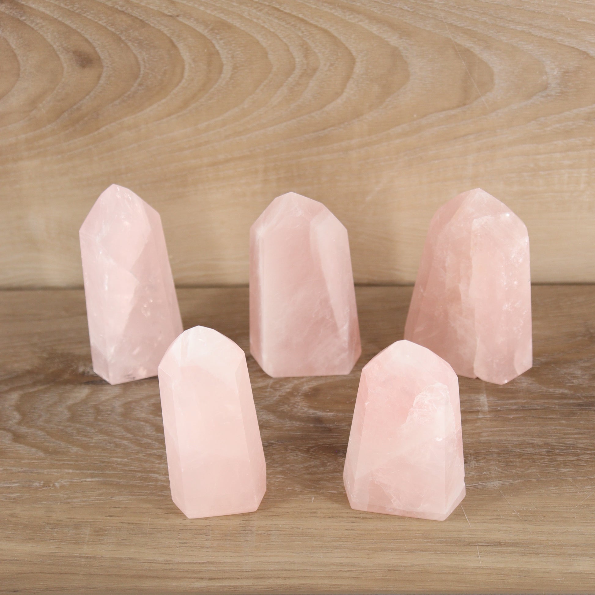 Rose Quartz Towers Set of 5 - Expert Supplier of Wholesale Crystals & Bulk Gemstones