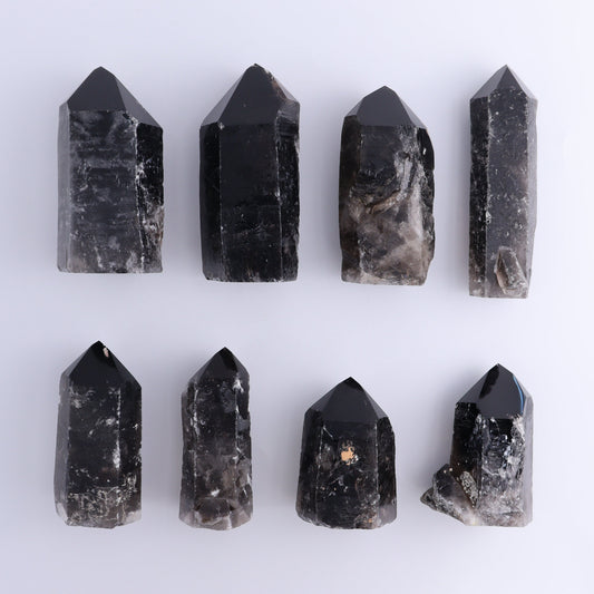 Dark Smoky Quartz Towers Set of 8