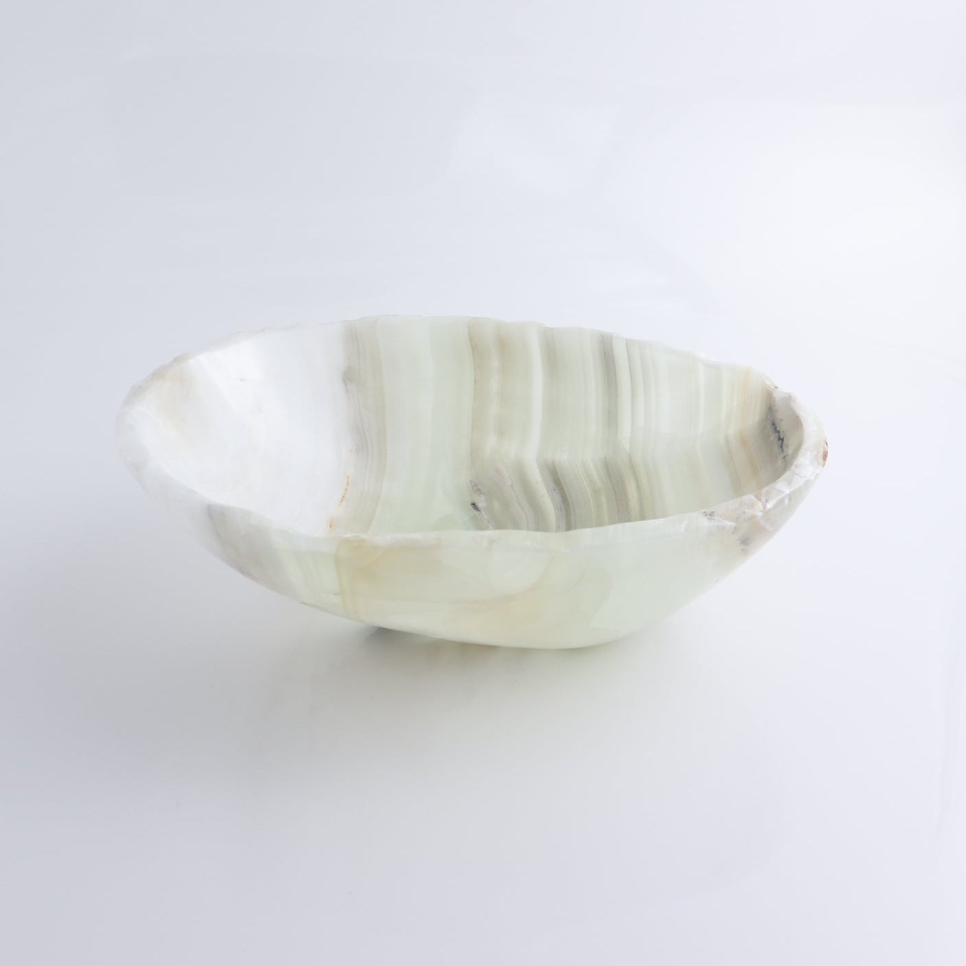 One Bowl Mexican Onyx/Calcite White with Green Banding Rough