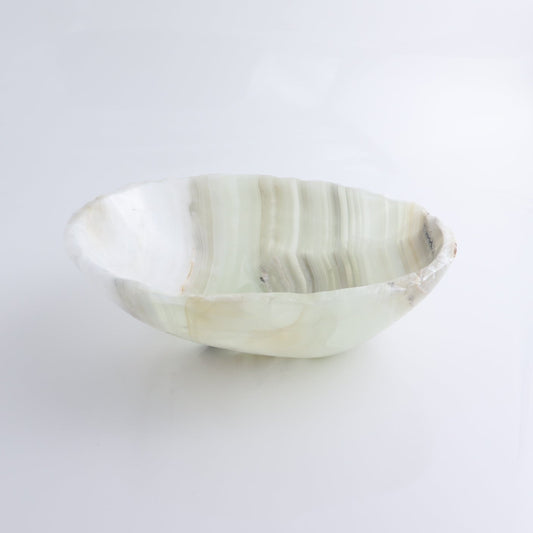 One Bowl Mexican Onyx/Calcite White with Green Banding Rough