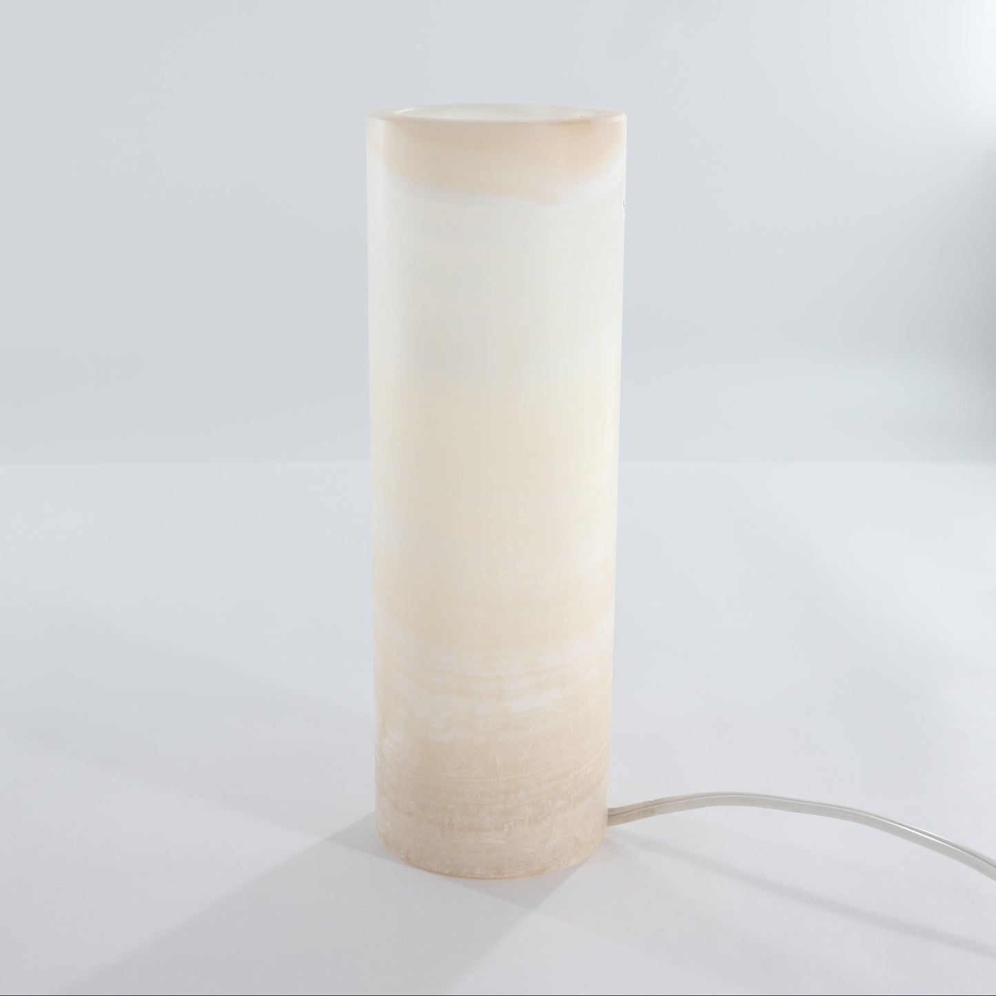 One Small White & Honey Polished Top Onyx Lamp Blind
