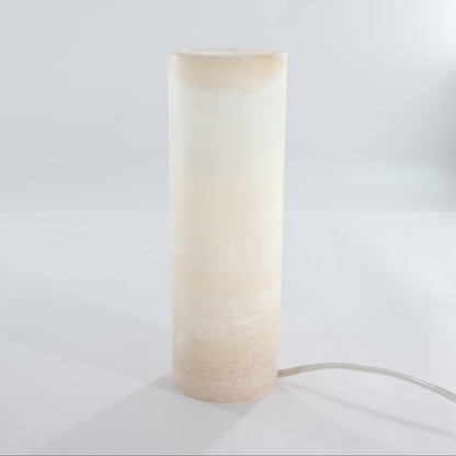 One Small White & Honey Polished Top Onyx Lamp Blind