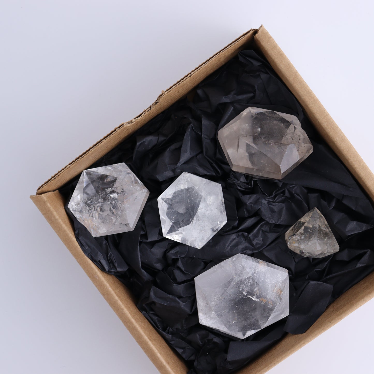 Imperfect Clear Quartz Face Polished Set of 5 - Expert Wholesale and Supplier of Wholesale Crystals & Bulk Gemstones, ["Brazil","Clear Quartz","Diamond","Face Polished","Quartz"]