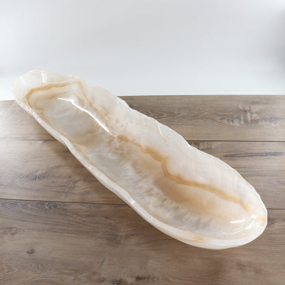 Mexican Onyx/Calcite Canoe Bowl 35"