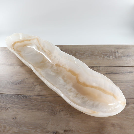 Mexican Onyx/Calcite Canoe Bowl 35"