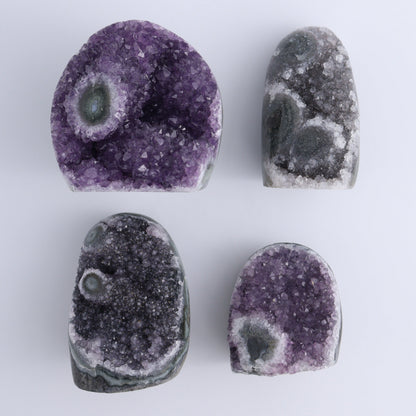 Uruguay Amethyst Set of 4 - Expert Wholesale and Supplier of Wholesale Crystals & Bulk Gemstones, ["Amethyst","Cut Base","Uruguay"]