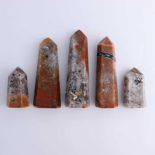 Mosaic Quartz Towers Set of 5 - Expert Wholesale and Supplier of Wholesale Crystals & Bulk Gemstones, ["Madagascar","Mosaic Quartz","Quartz"]