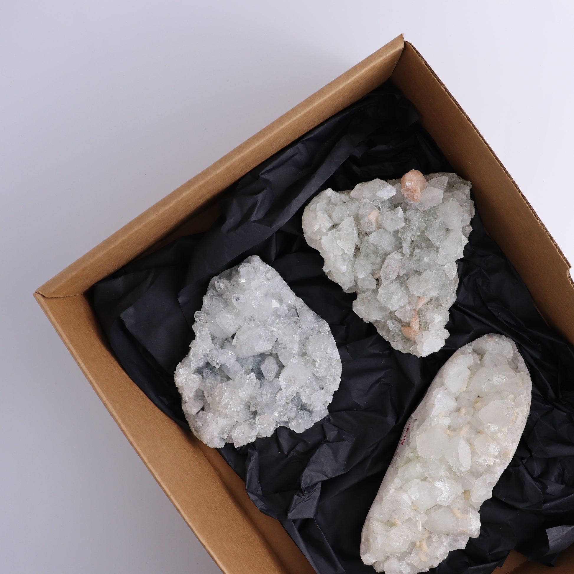 Apophyllite Clusters Set of 3 - Expert Wholesale and Supplier of Wholesale Crystals & Bulk Gemstones, ["Apophyllite","Clusters"]