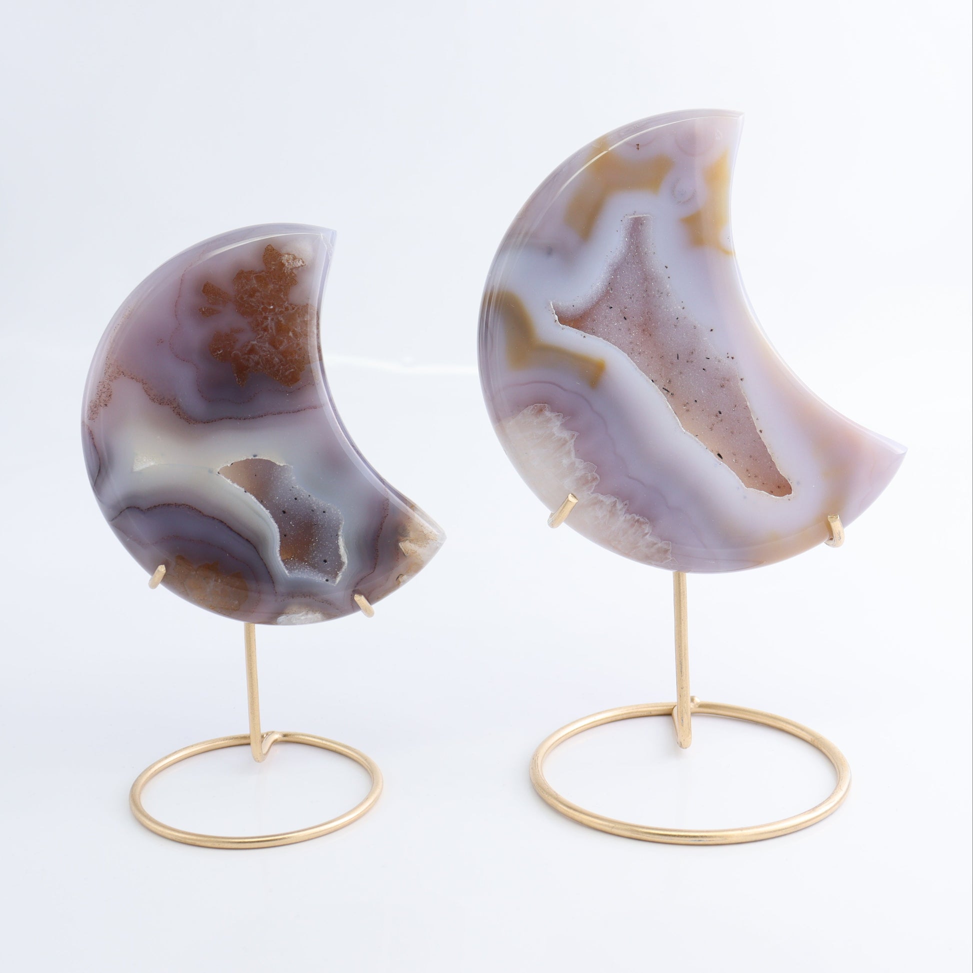 Agate Moons with Stand Set of 2 - Expert Wholesale and Supplier of Wholesale Crystals & Bulk Gemstones, ["Agate","Brazil","moons"]