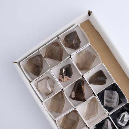 Quartz Mixed Set of 15 - Expert Wholesale and Supplier of Wholesale Crystals & Bulk Gemstones, ["Brazil","Clear Quartz","Quartz","Smoky Quartz"]