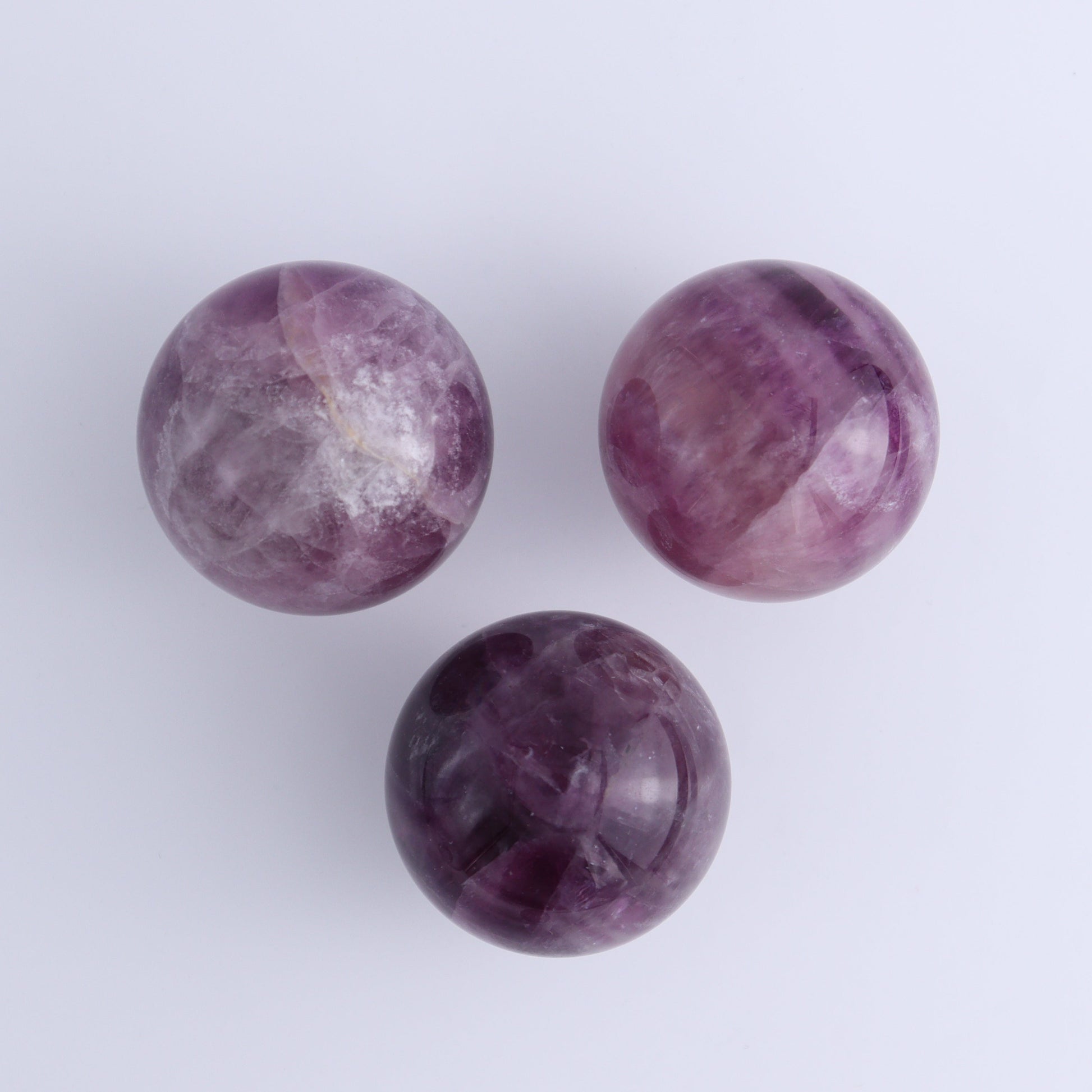 Purple Fluorite Spheres Set of 6 - Expert Wholesale and Supplier of Wholesale Crystals & Bulk Gemstones, ["Fluorite","Purple Fluorite","Spheres"]