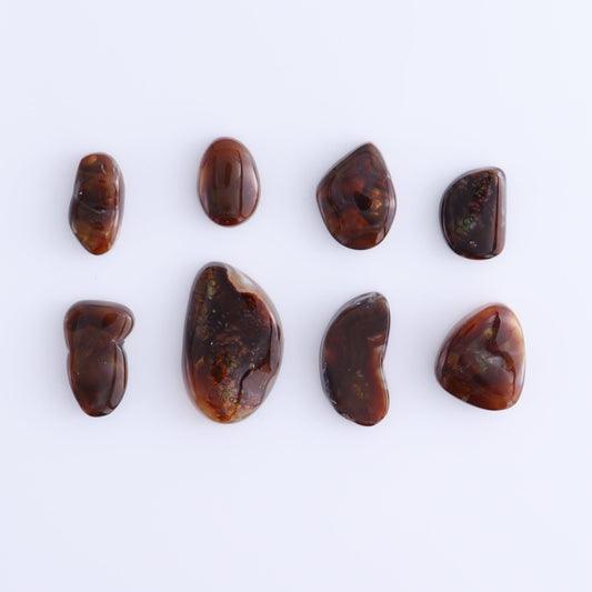 Fire Agate Cabs Set of 8
