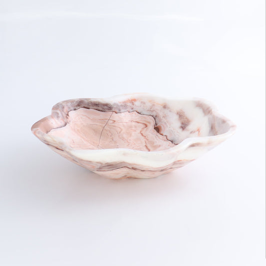 One Medium Bowl Mexican Onyx/Calcite Red & White